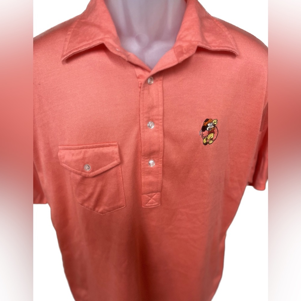 Vintage Mickey Mouse Golf Polo XL Salmon Light Orange Color USA
